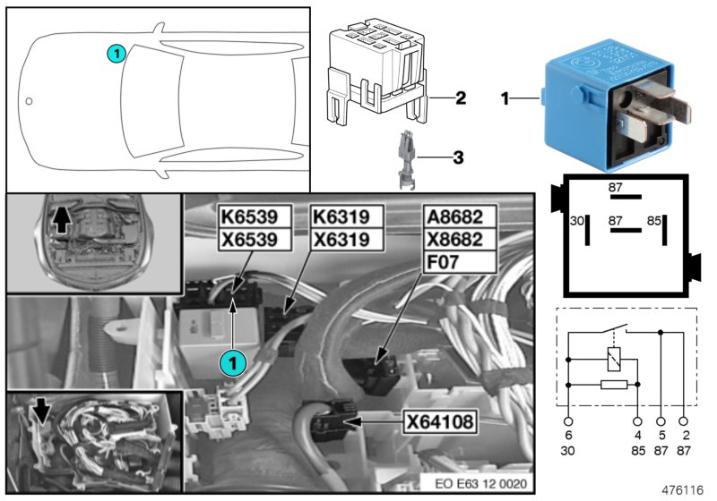 Relay, engine ventilation heating K6539