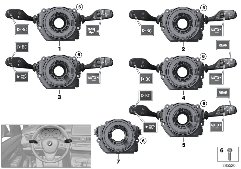 Switch cluster steering column