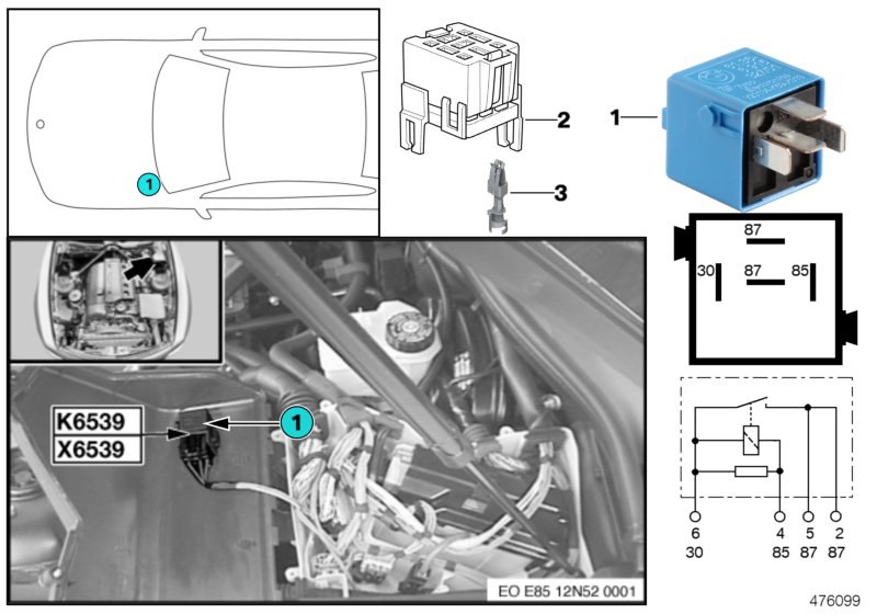 Relay, engine ventilation heating K6539
