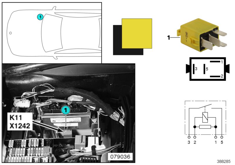 Relay, windscreen wipers K11