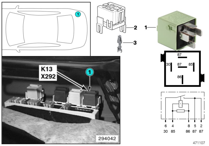 Relay, heated rear window K13