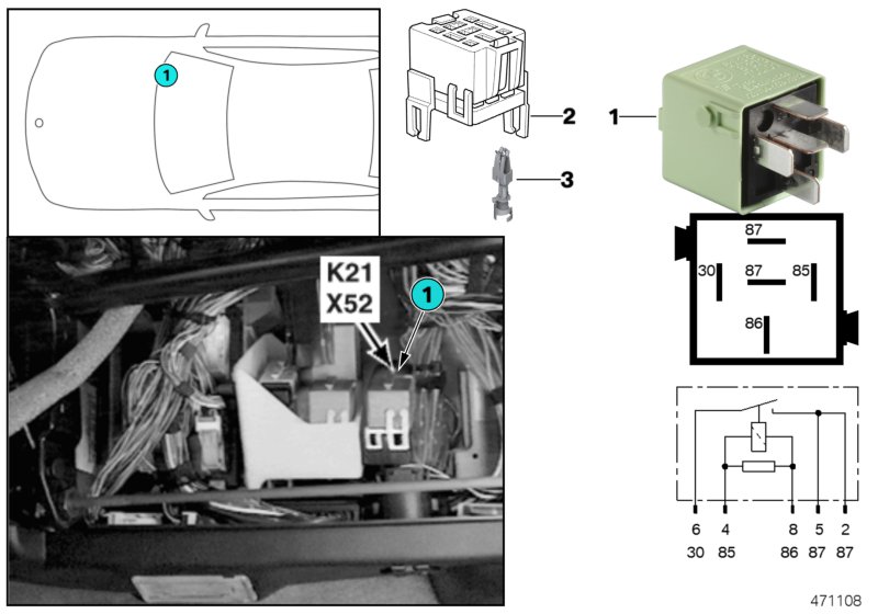 Relay, auxiliary fan stage 1 K21