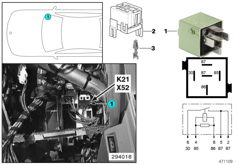 Relay, auxiliary fan stage 1 K21