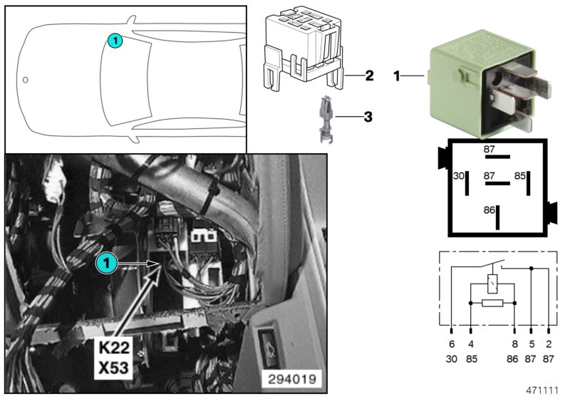 Relay, auxiliary fan stage 2 K22