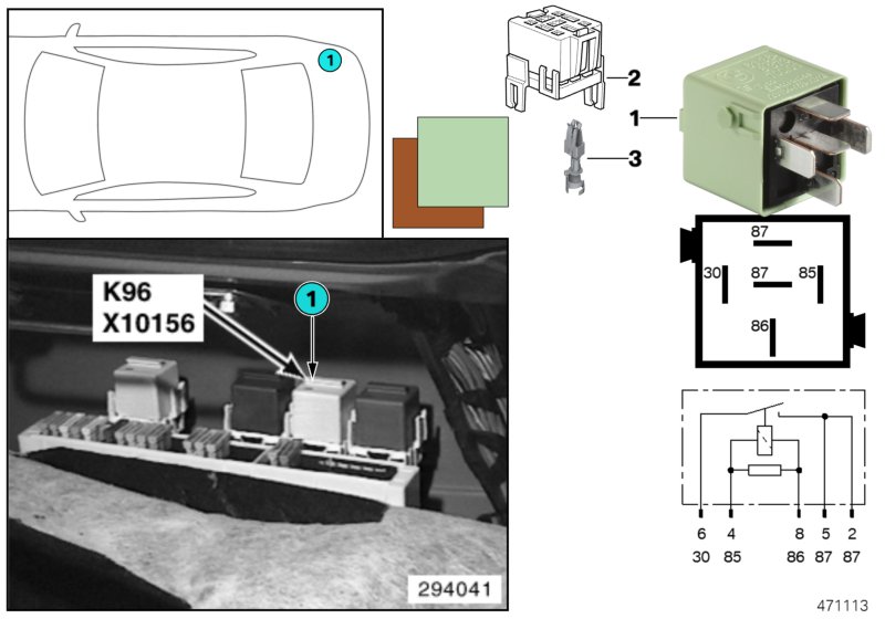 Relay, fuel pump 1 K96