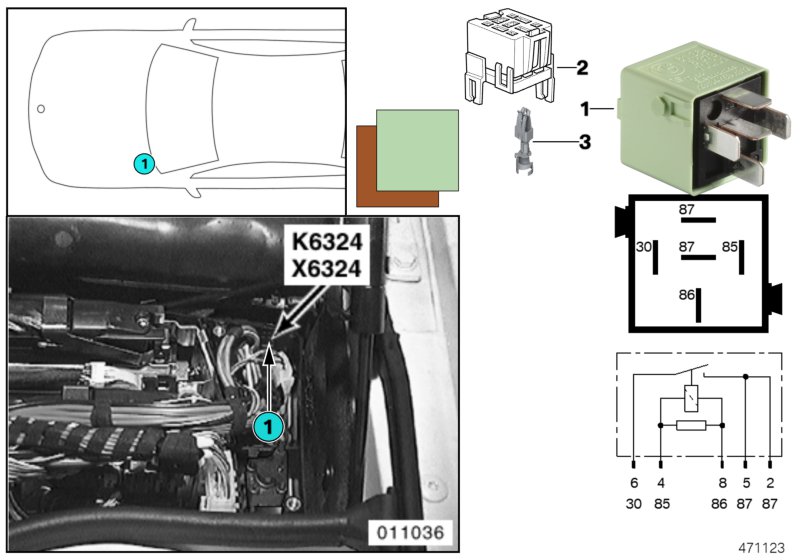 Relay, starter motor K6324