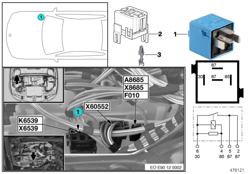 Relay, engine ventilation heating K6539