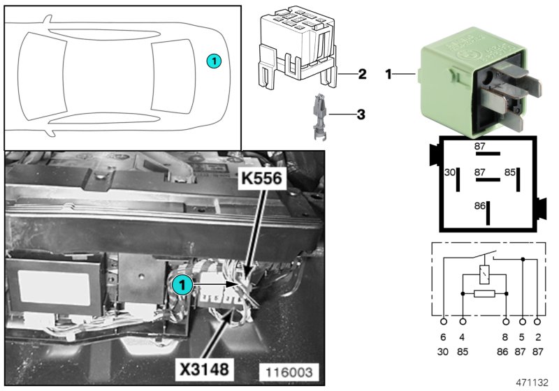 Relay, heated windscreen 2 K556