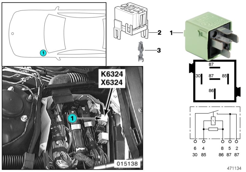 Relay, starter motor K6324