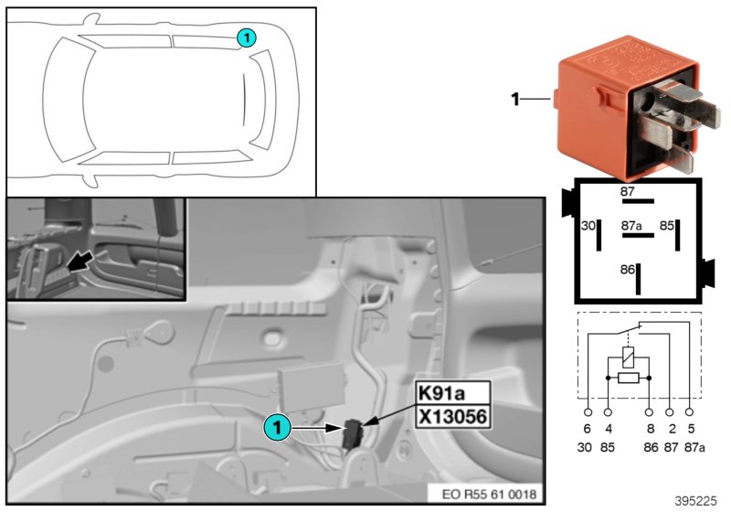 Relay, rear wiper 2 K91a