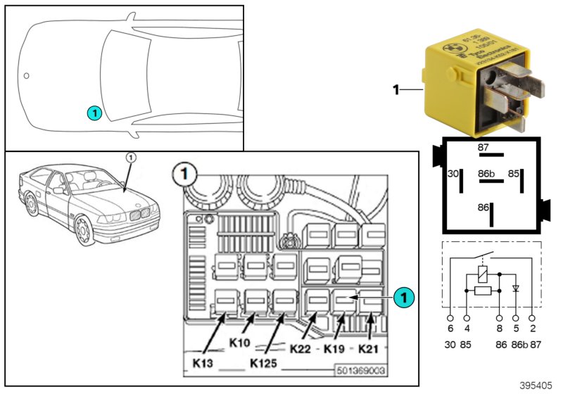 Relay, A/C compressor K19