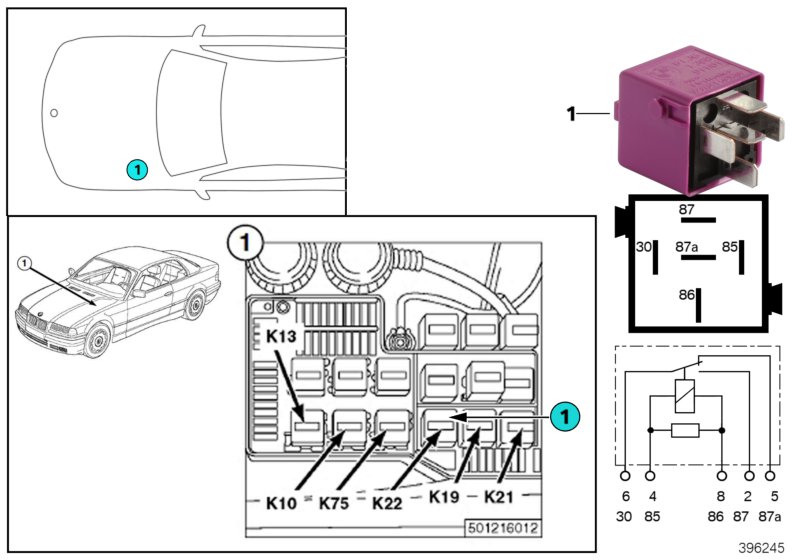 Relay, auxiliary fan stage 2 K22