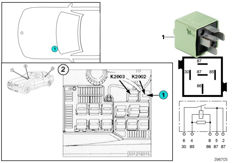 Relay, fuel pre-supply pump K2002