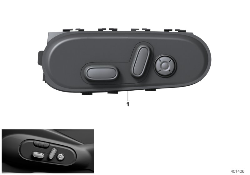 Switch, seat adjustment, front passenger