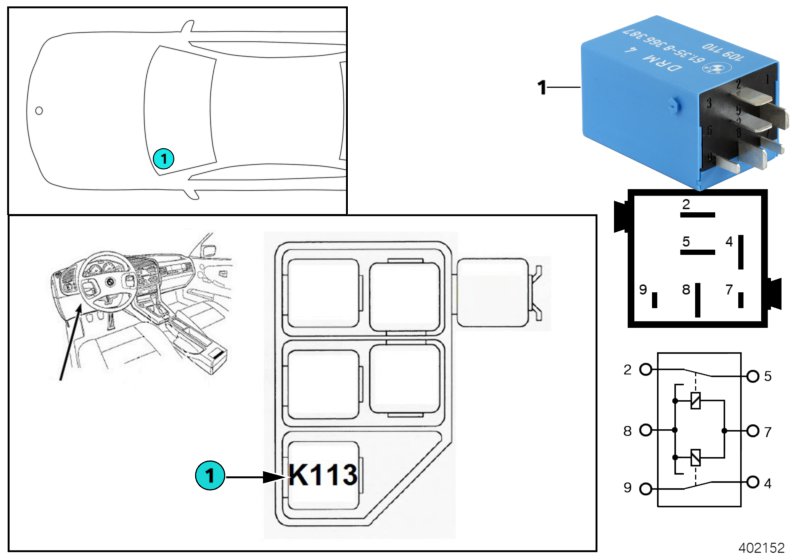 Relay, hinged window, K113