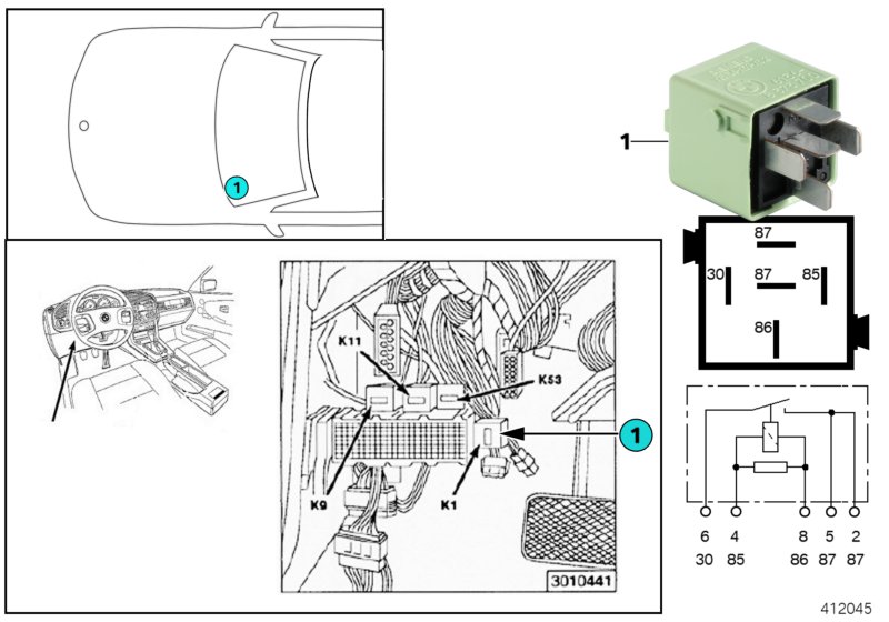 Relay, starter lock K1