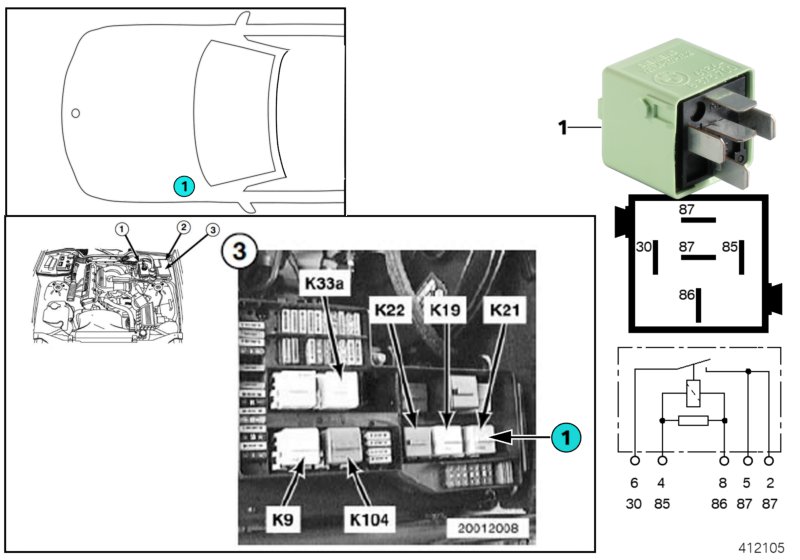 Relay, auxiliary fan stage 1 K21