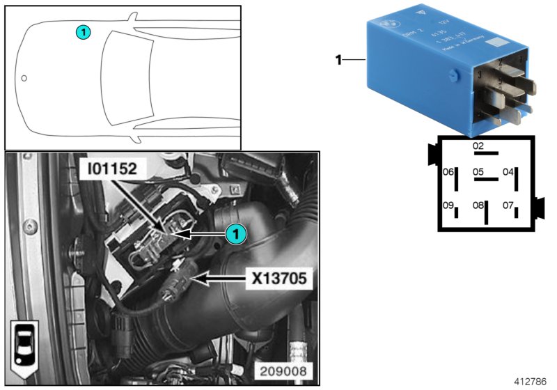 Relay, electric fan I01152