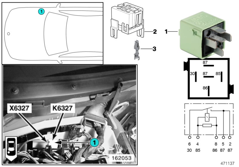 Relay, fuel injectors K6327