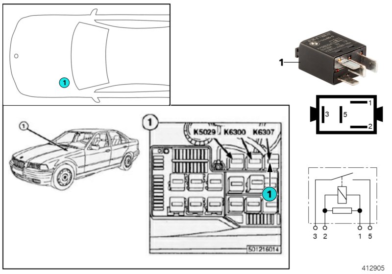 Relay, starter identification K6307