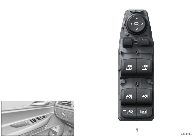Oper. unit, switch cluster, door, front