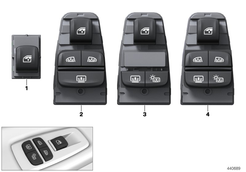 Switch,power window,fr.pass./rear comp.