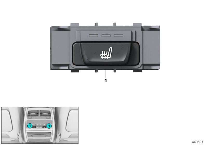 Switch, seat heating / blower,rear comp.