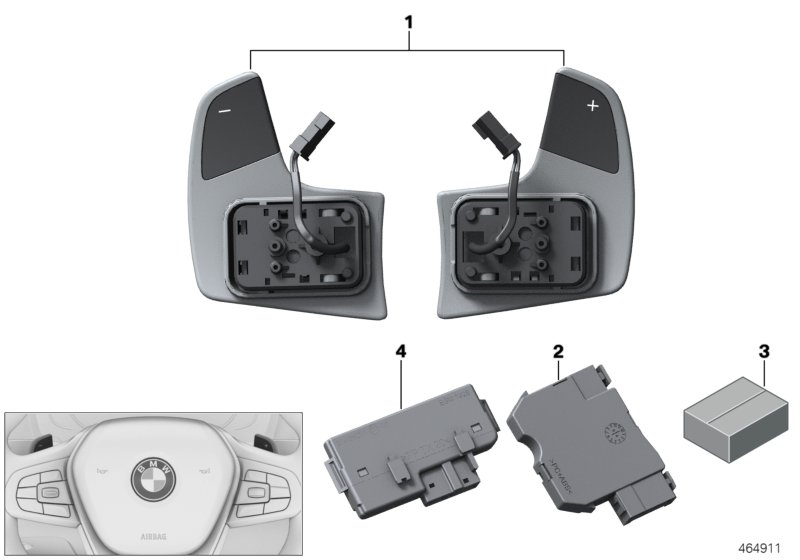 Steering wheel module and shift paddles