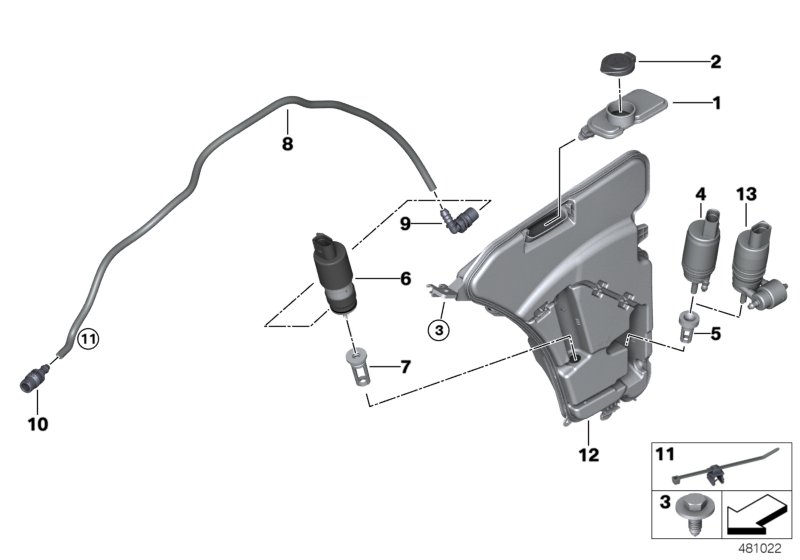 Reservoir,windscr./headlight washer sys.