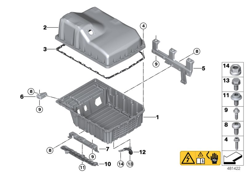 High-voltage accumulator, housing