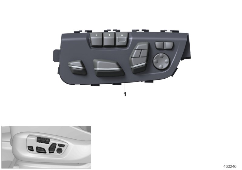 Seat adjust.switch mem.front passenger