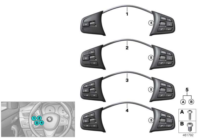 Switch, steering wheel, multif., sport