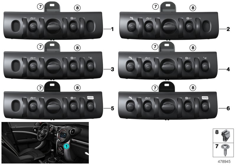Switch unit, centre console