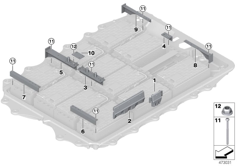 High-voltage accumulator, module bracing