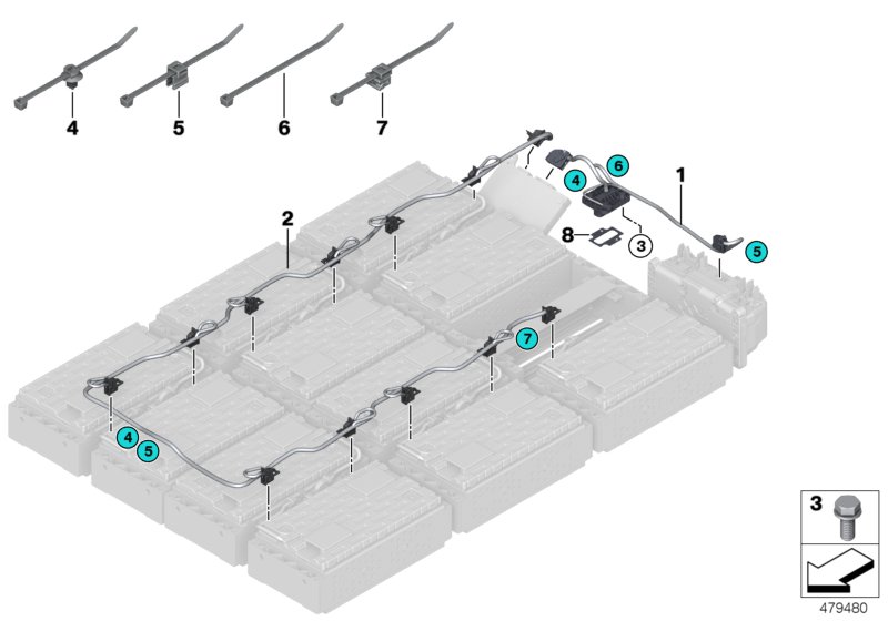 High-voltage accumulator, wiring harness