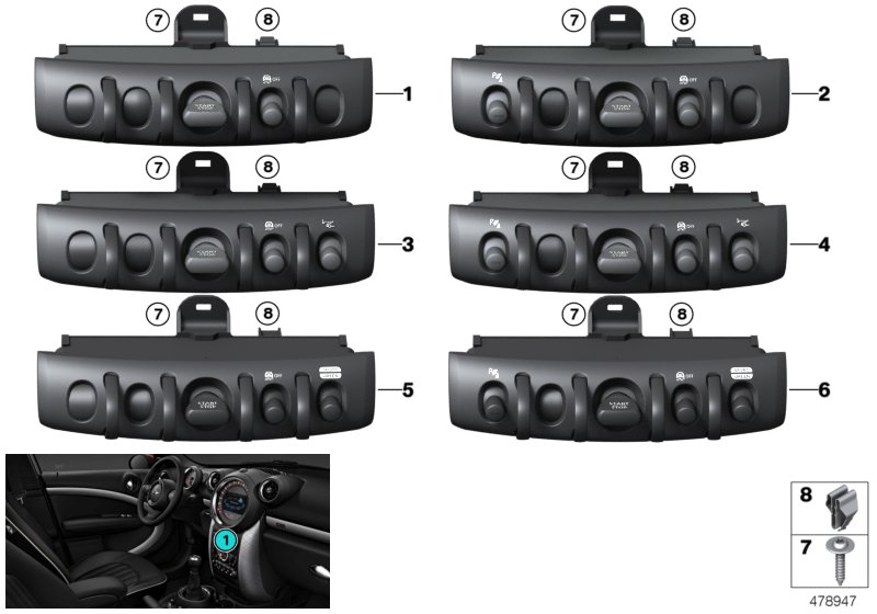 Switch unit, centre console