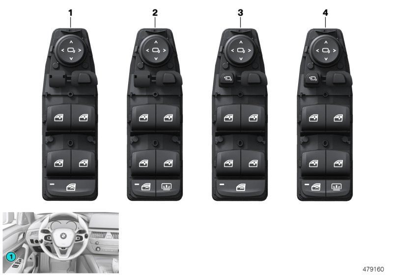 Oper. unit, switch cluster, door, front