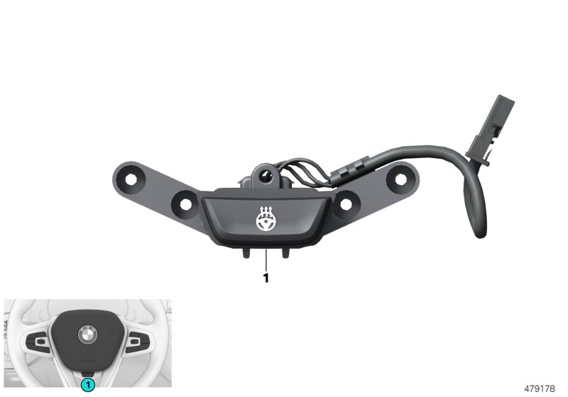 Steering wheel heating push-button