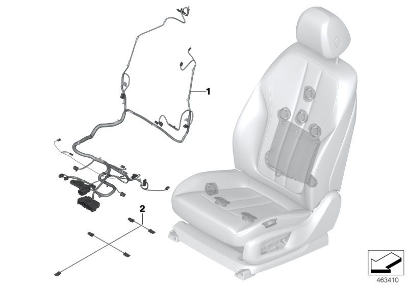 Wiring harness, seat, front