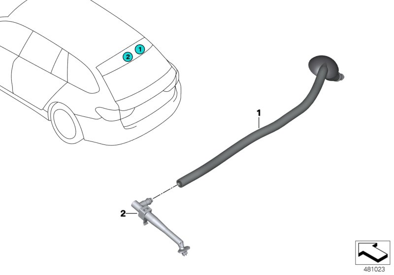Single parts for rear window cleaning