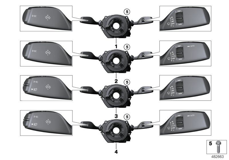 Switch cluster steering column
