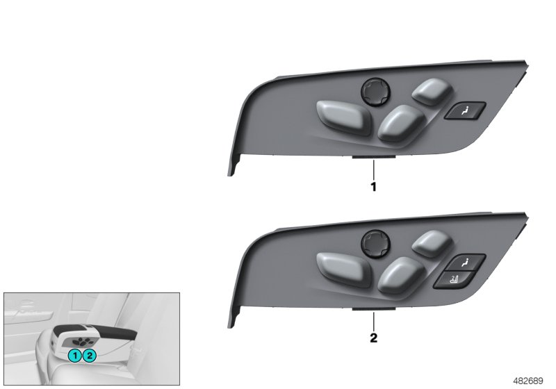 Switch, seat adjustment, rear cabin
