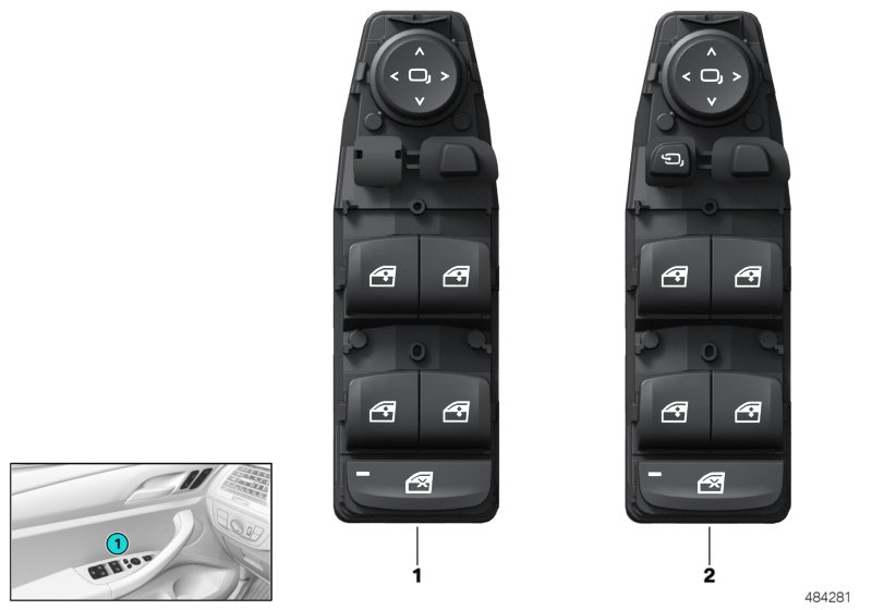 Oper. unit, switch cluster, door, front