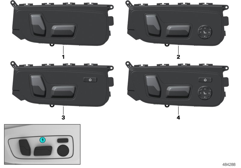 Seat adjustment switch, front passenger