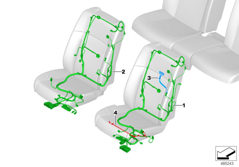 Wiring harness, seat, front