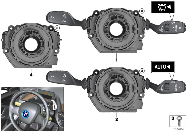 Switch cluster steering column