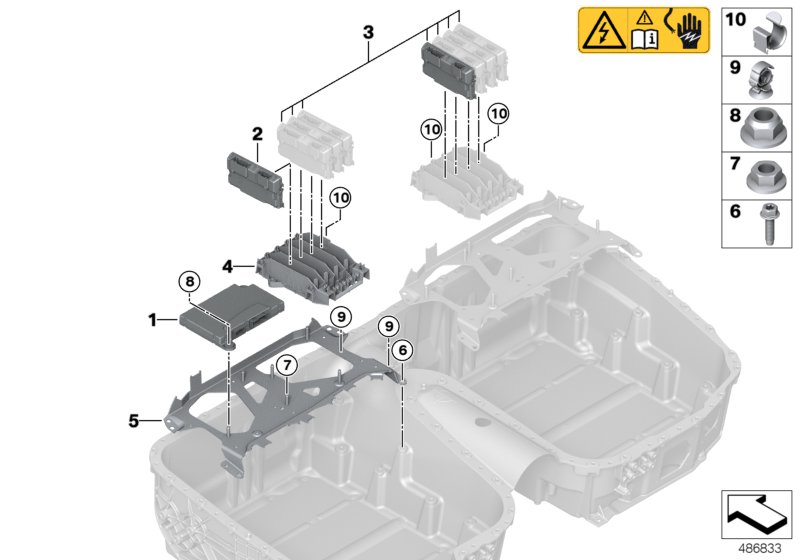 High-voltage accumulator, control units