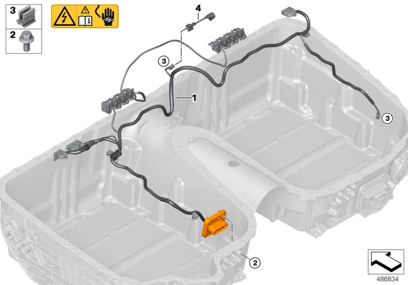 High-voltage accumulator, wiring harness
