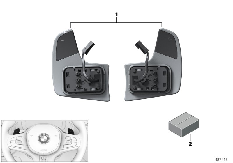 Gearshift paddles, steering wheel