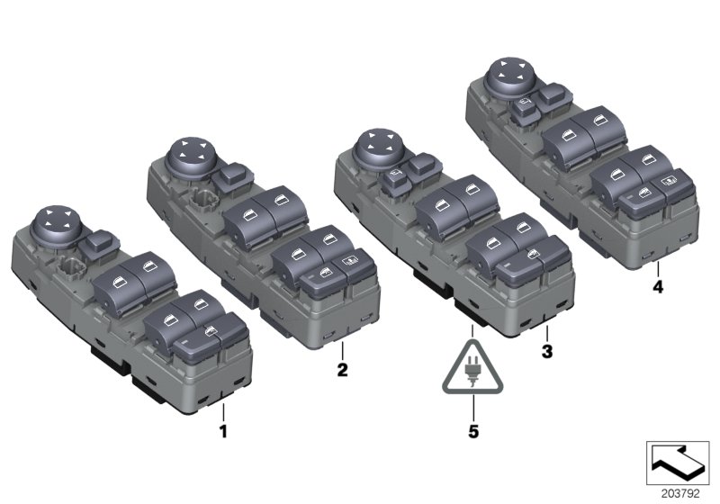 Oper. unit, switch cluster, door, front